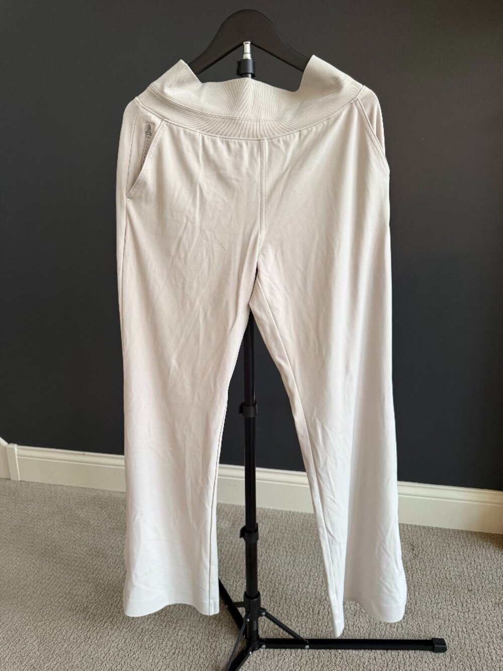 Athleta Cream Foldover Waist Wide Leg Pants Size M